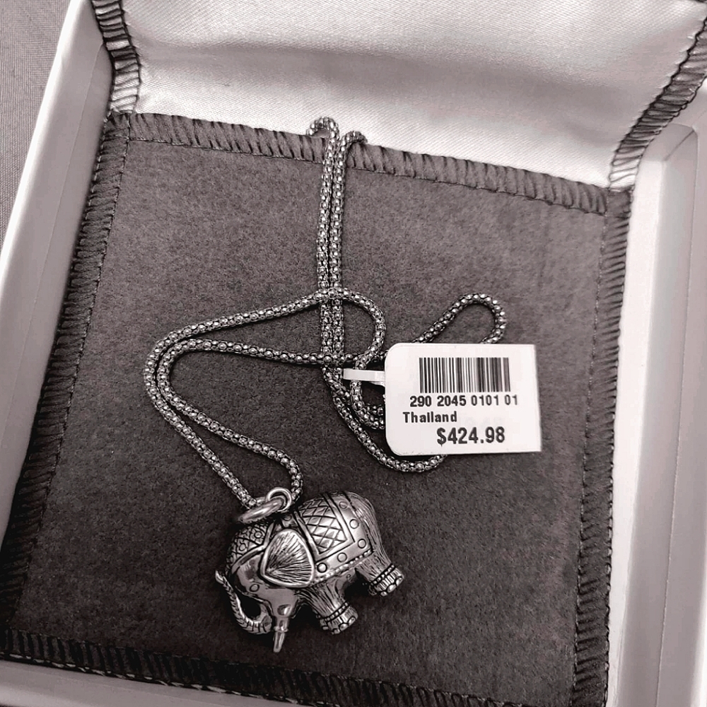 Sterling Silver Elephant Pendant Necklace